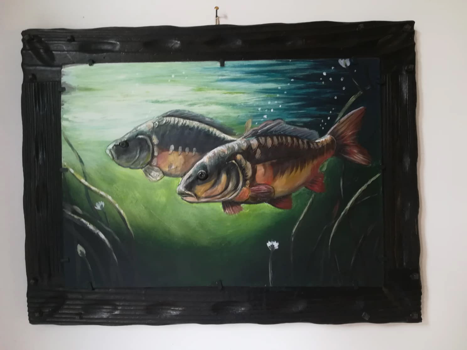 Karpfen-Relief im Holzrahmen, 2019, 37x50cm - 150€