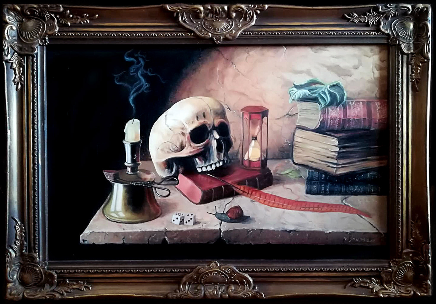 Vanitas, Öl auf MDF, 70x50cm gerahmt, 2018 - Eigenbesitz