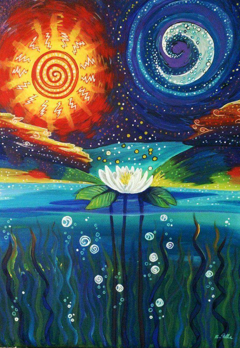 Sonne und Mond, 2014, Acry auf Leinwand, 50x70cm - verkauft