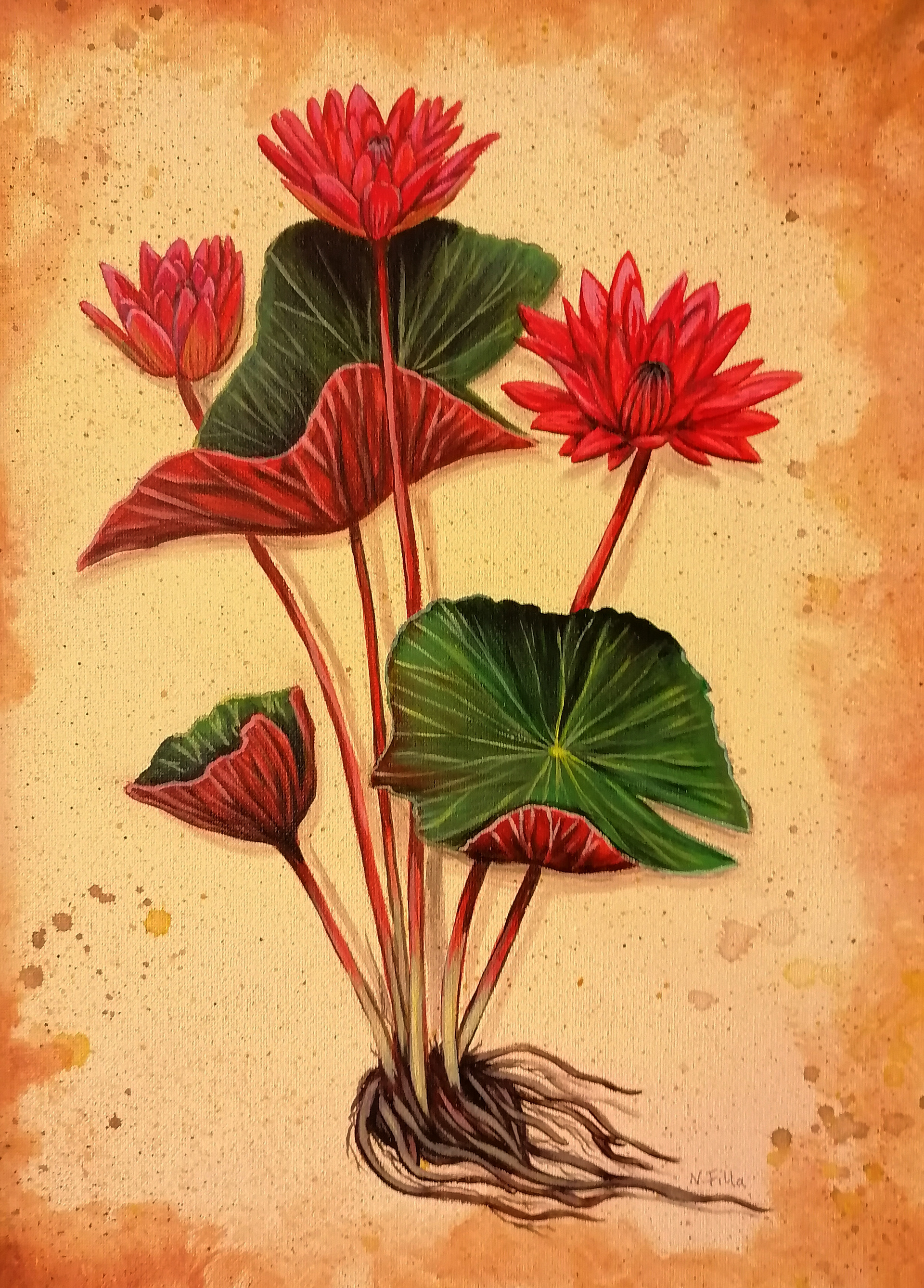 Tigerlotus, 2021, Acryl auf Leinwand, 40x30cm - Preis NV