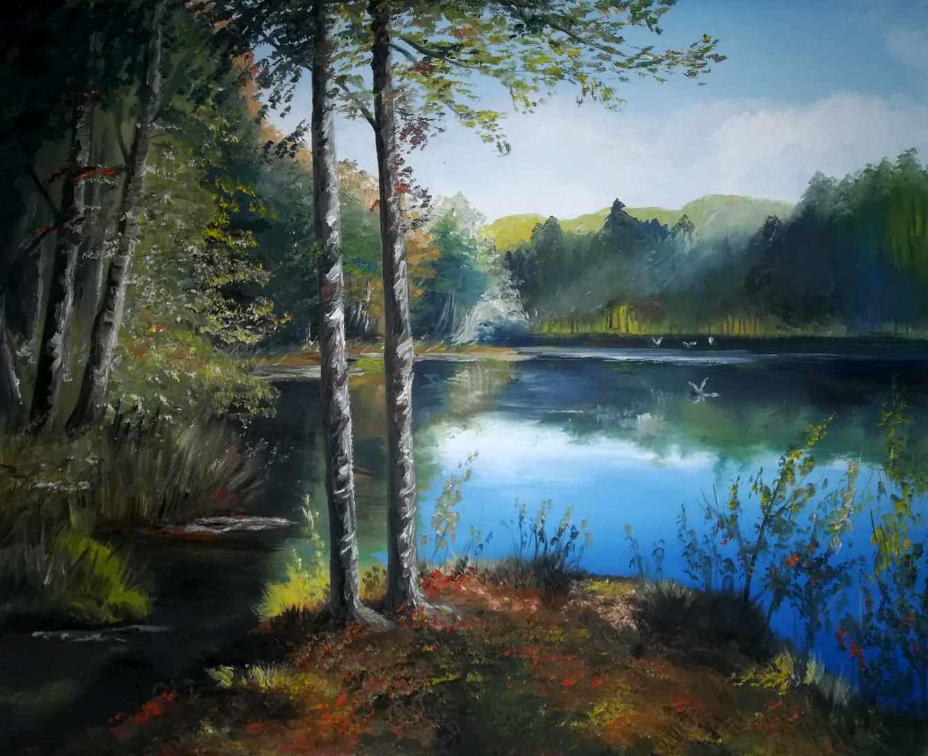 Herbst am See, 2019, Öl auf Leinwand, 50x60cm - verkauft