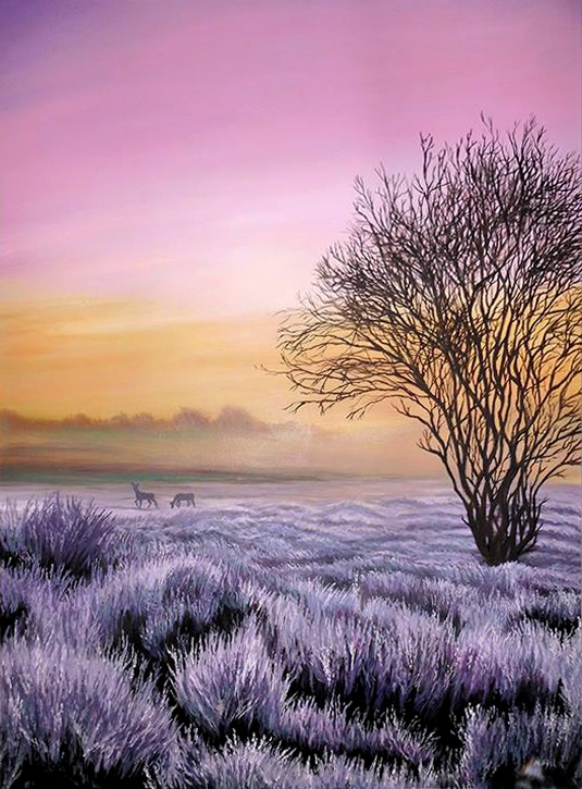 Rehe im Morgennebel, 2017, 80x60cm - verkauft