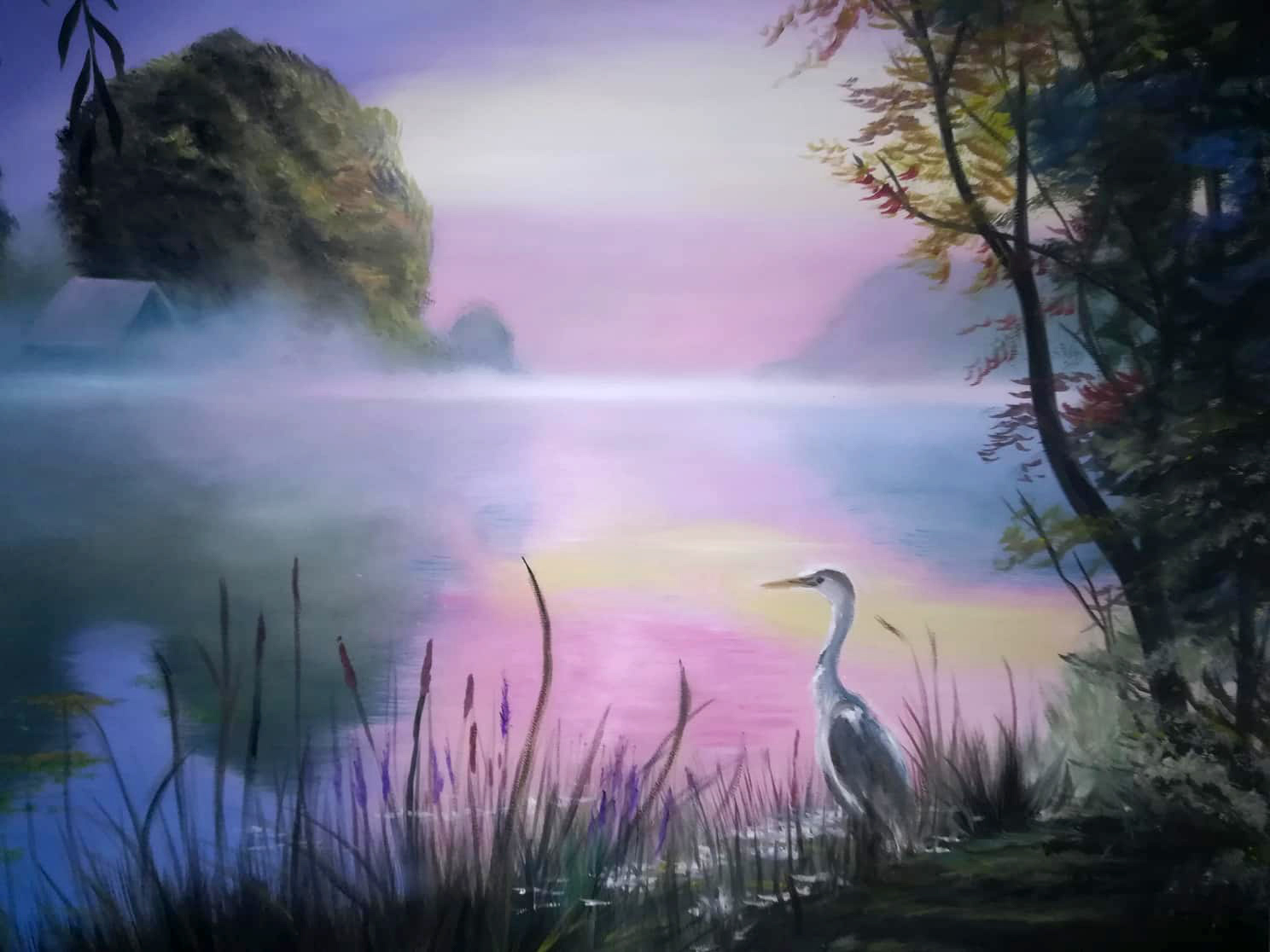 Morgenstimmung am See, 2019, Öl auf Leinwand, 50x60cm - verkauft