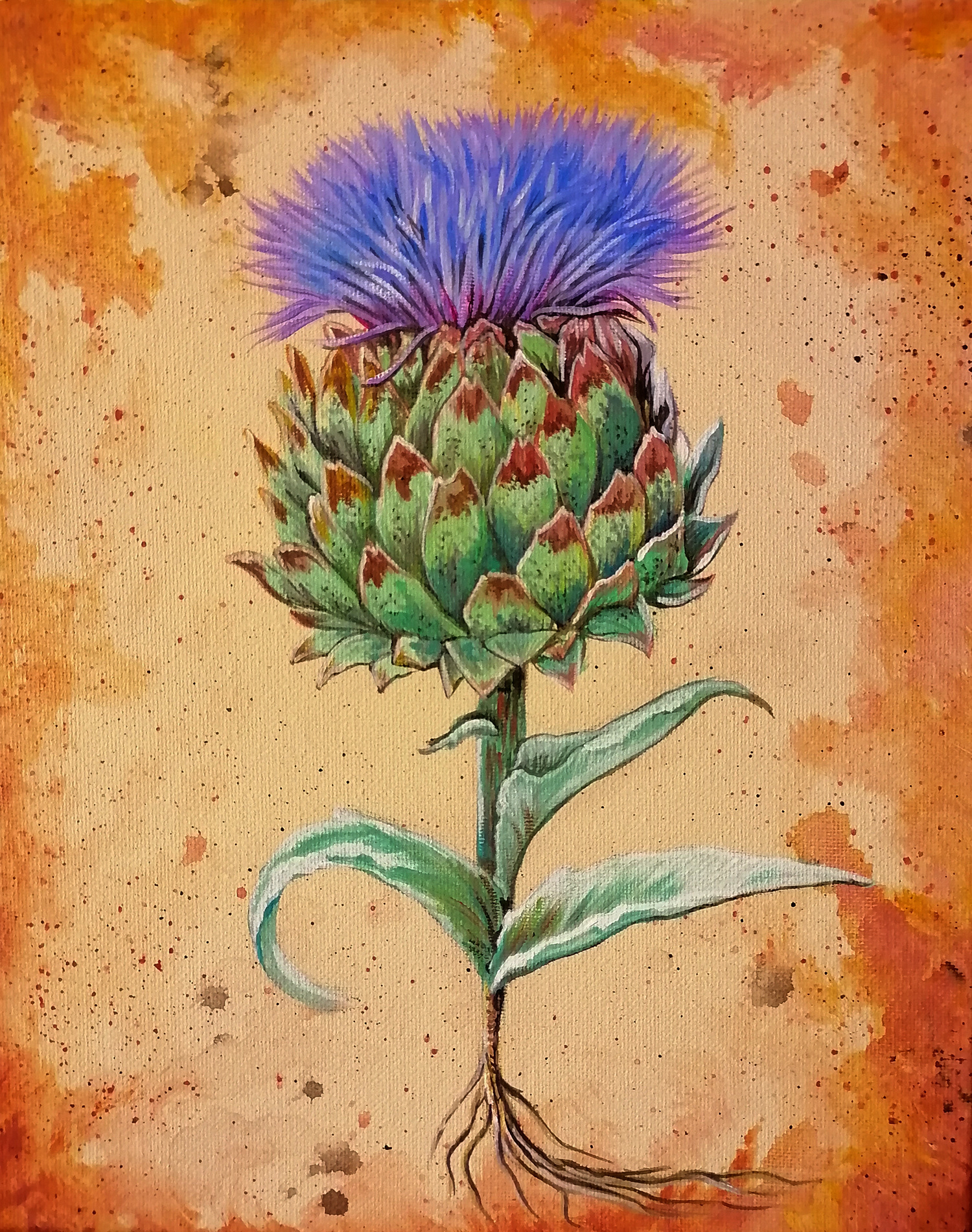 Distel, 2021, Acryl auf Leinwand, 30x24cm - Preis NV