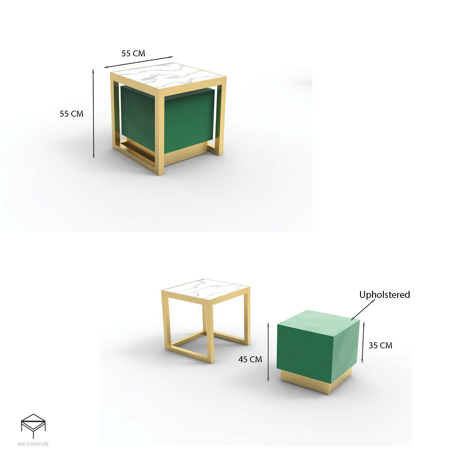 Custom Side Table with Ottoman