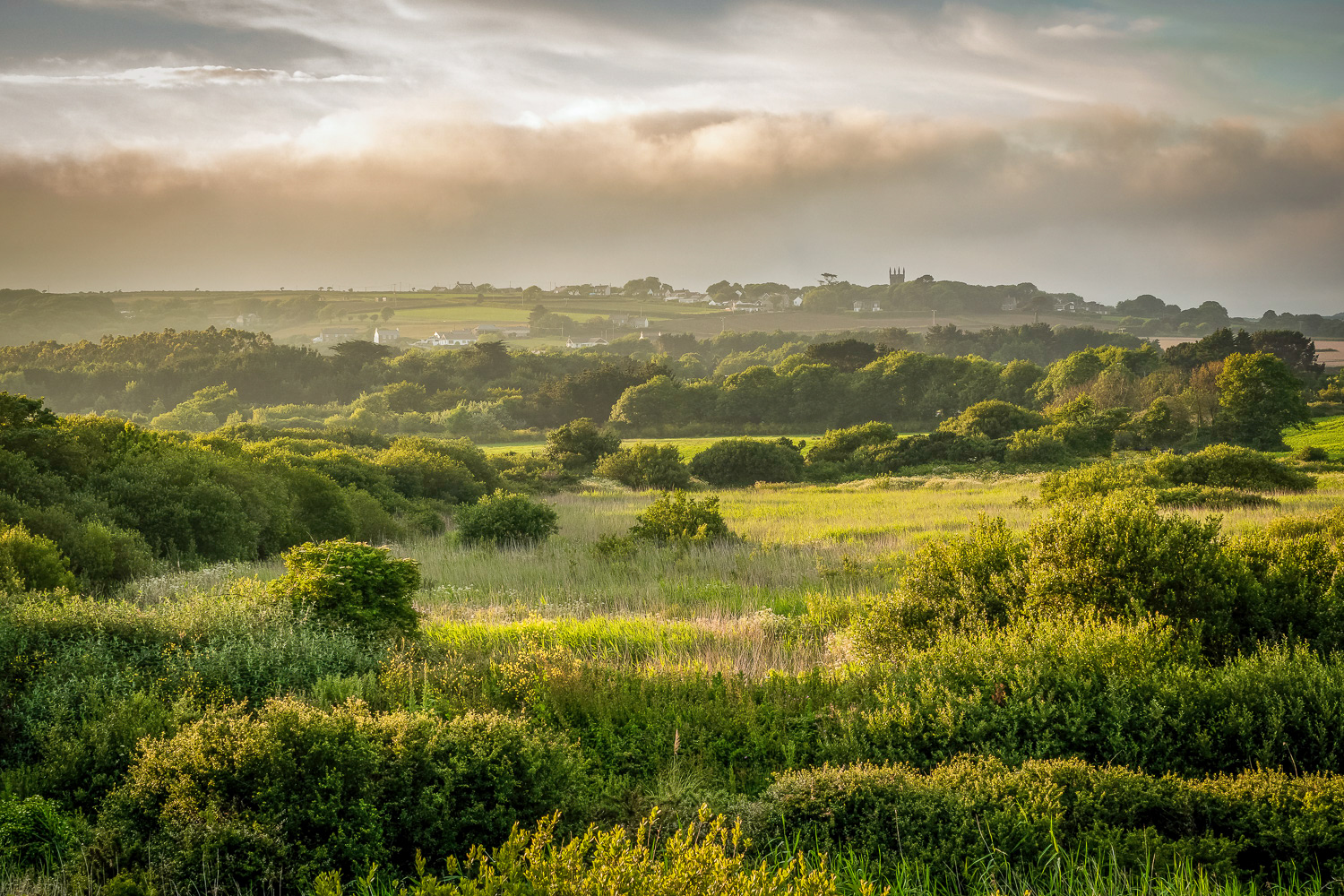 Looking towards Ludgvan church from Marazion