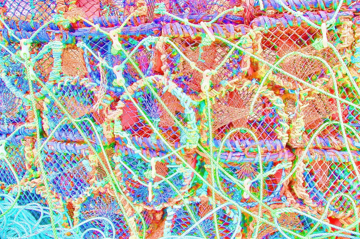 Colour-tweaking a stack of crab pots
