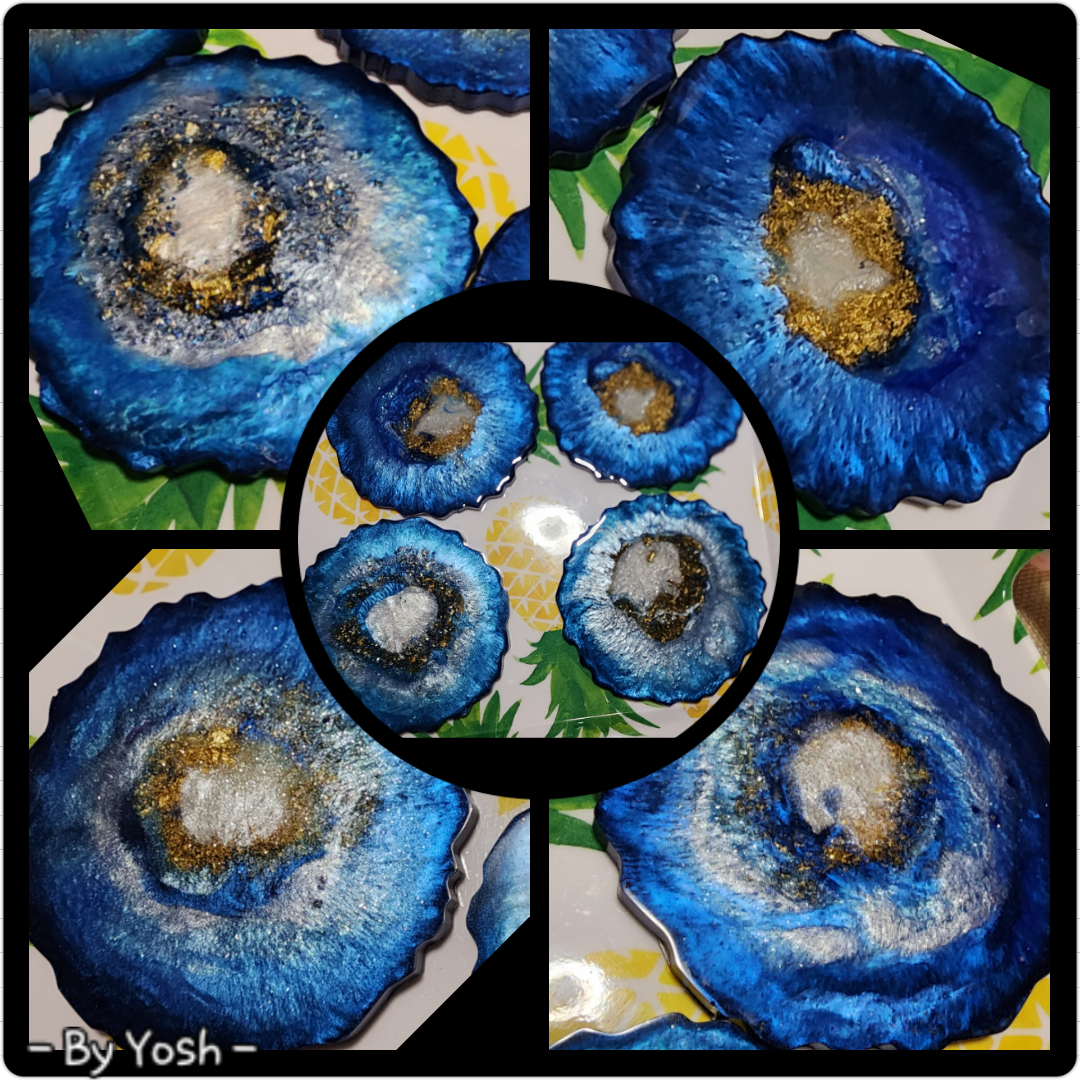 SOLD - Blue Geode Coasters