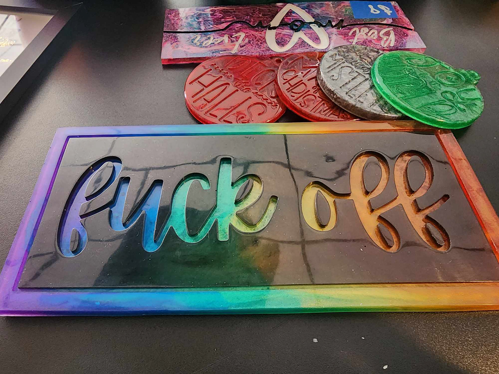 Rainbow F*ck off plaque (sold)