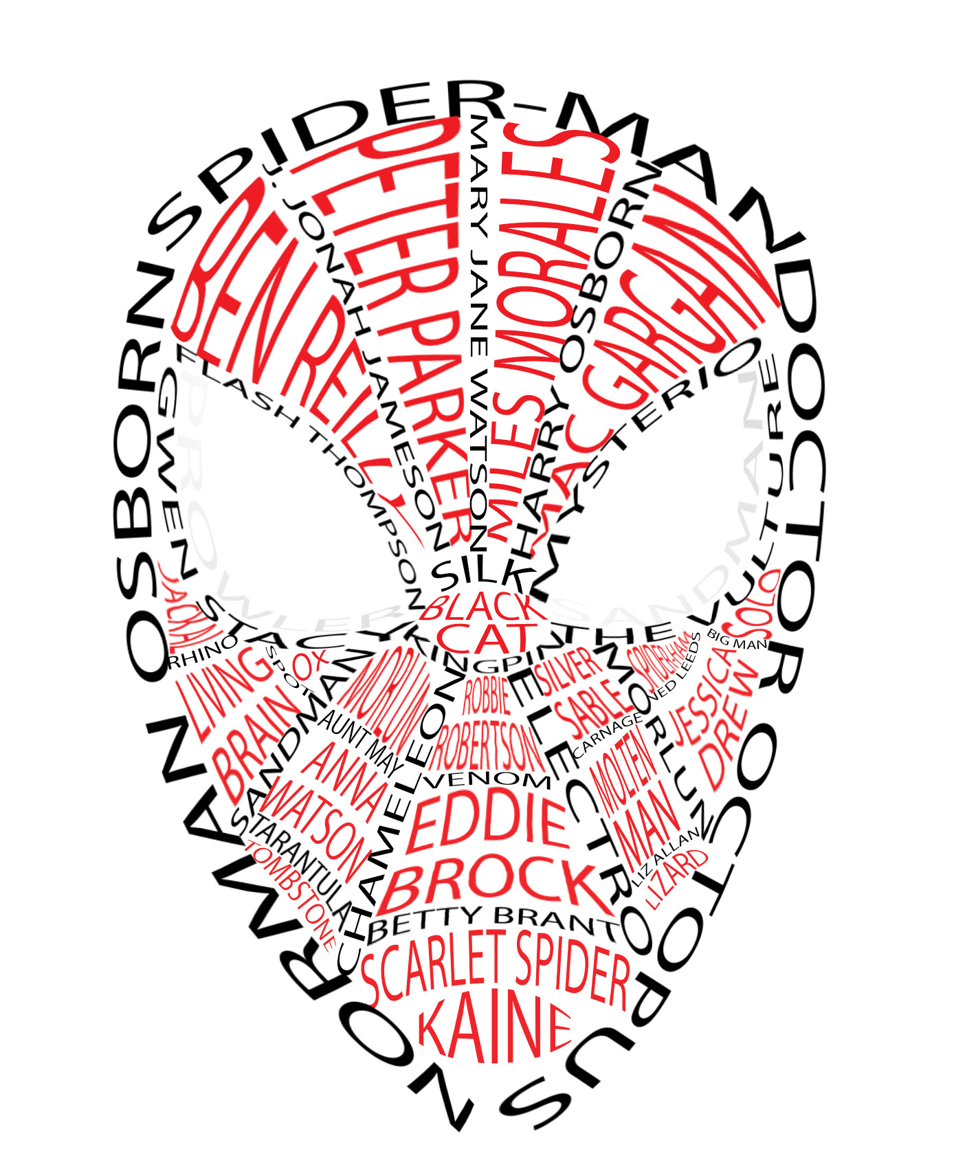 Word art for Digital Media Arts, composed entirely of Spider-Man characters.