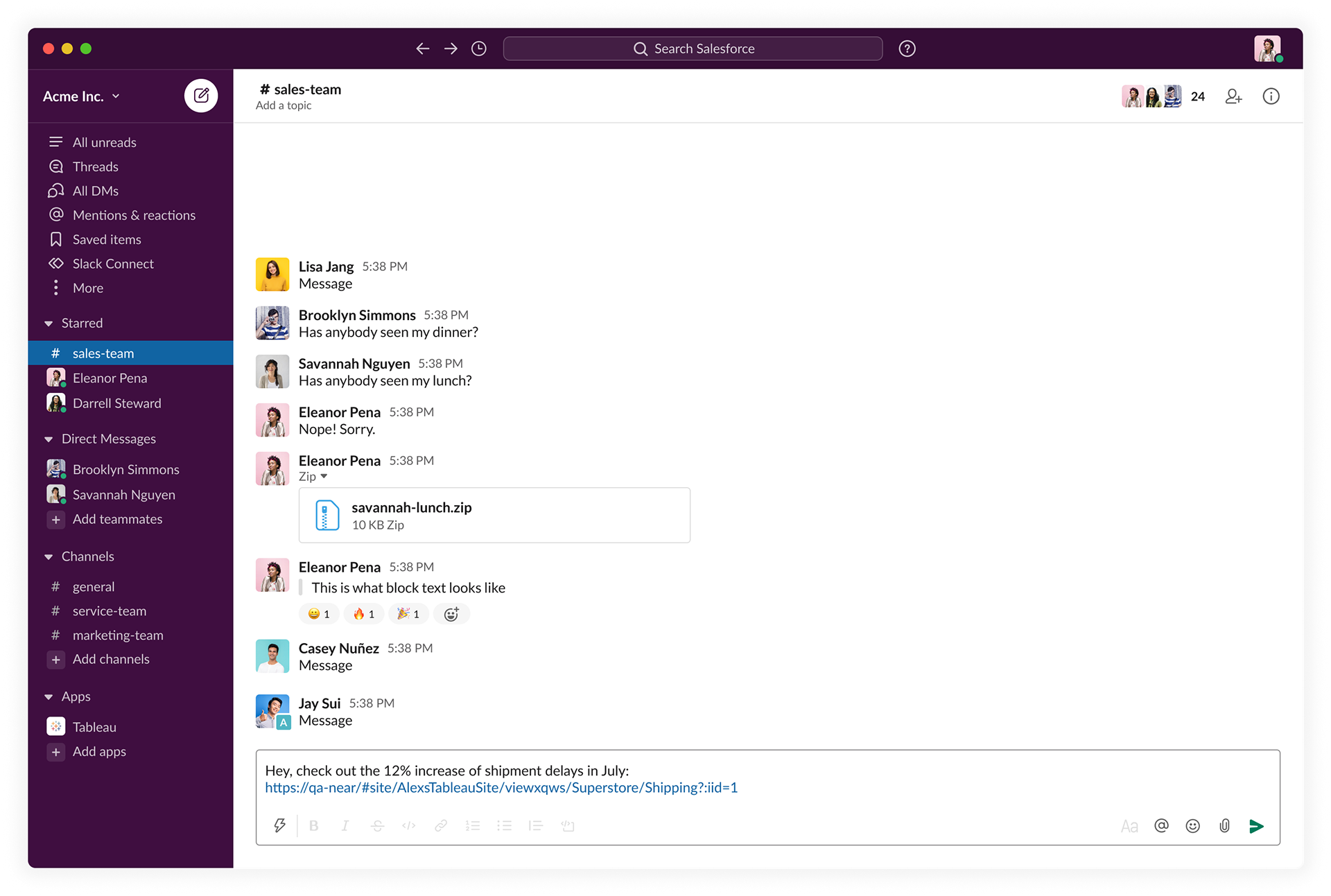 Our customers are now able to share previews of the Tableau content they share in a Slack channel