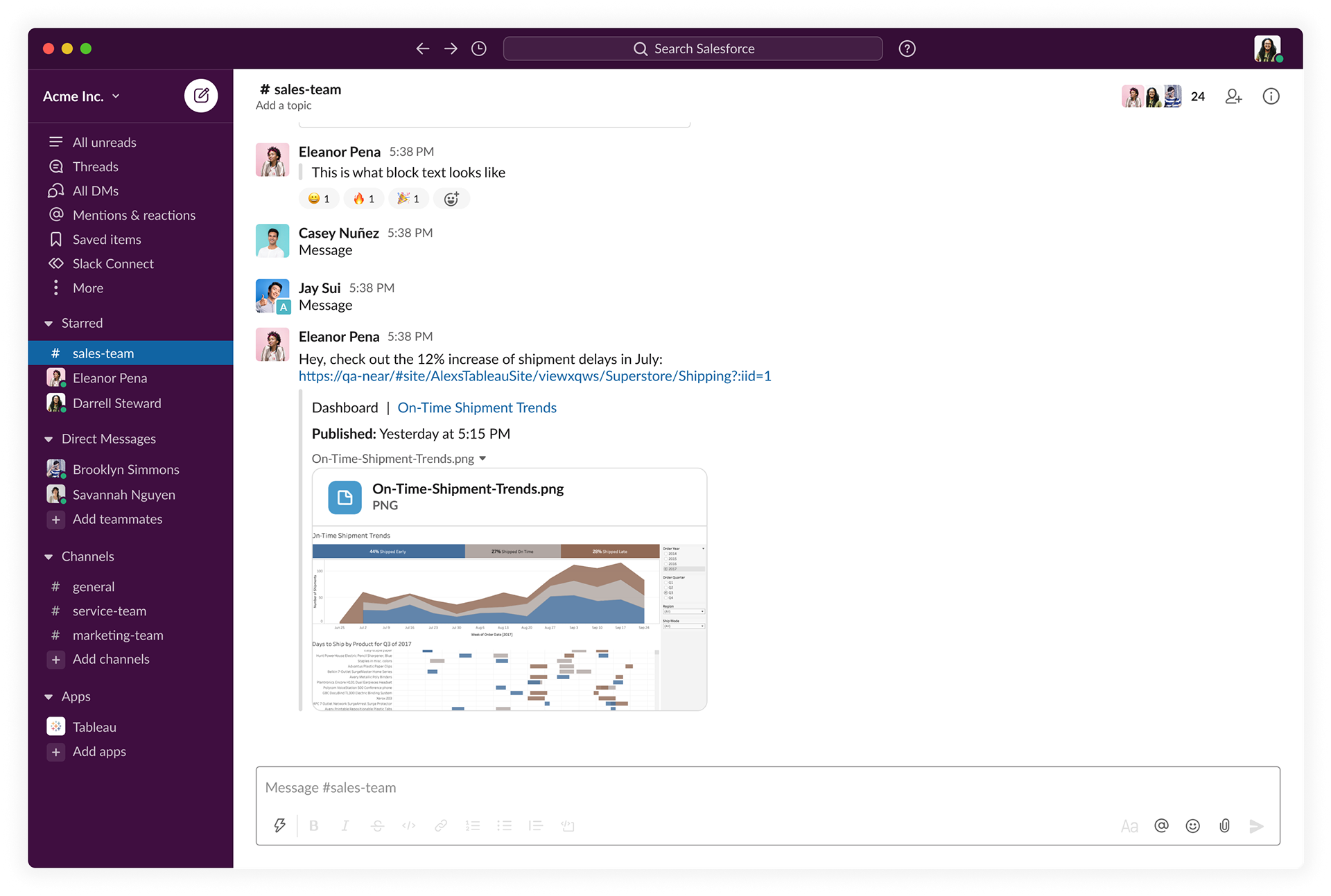 Tableau link unfurled