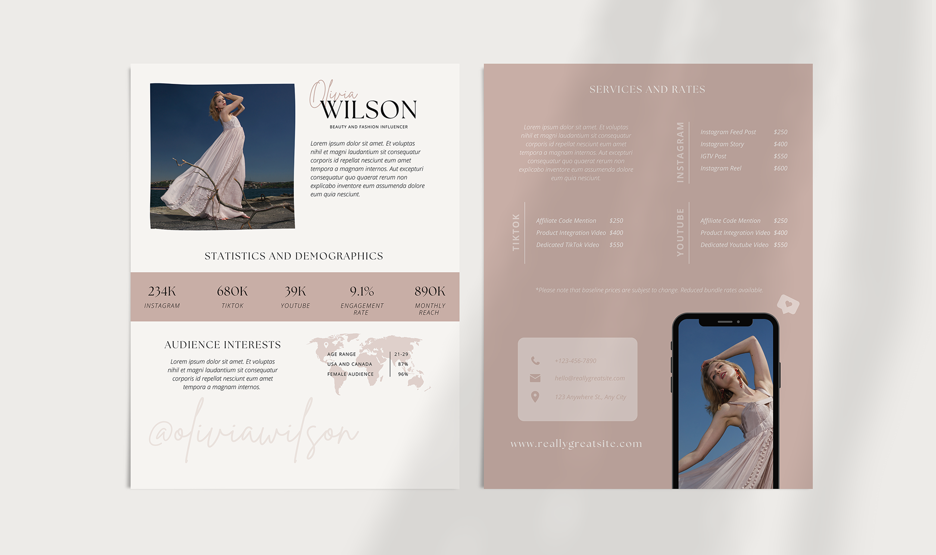 Two-Page Influencer Media Kit
