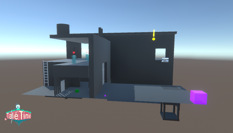 An old Blockout of a level that was used to test the new game mechanics.