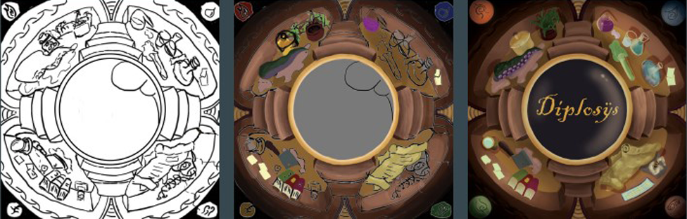 The process of creating a card.