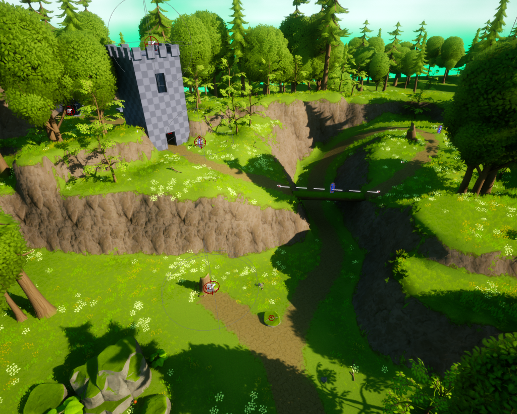 Overview of the level start with visible triggers.