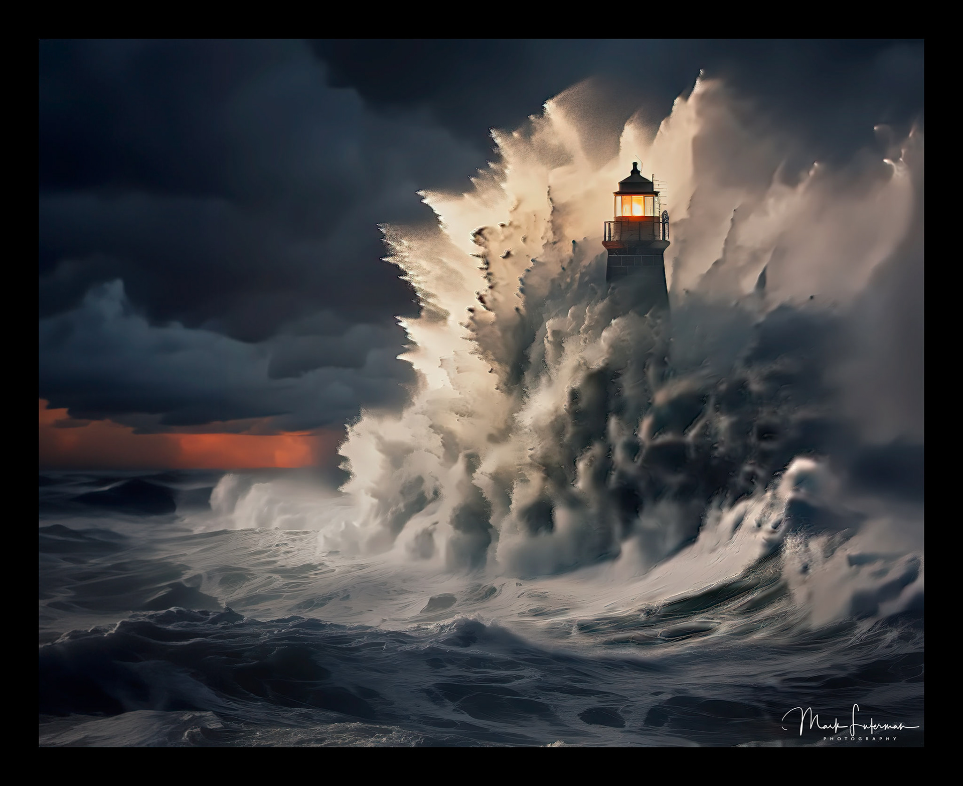Lighthouse in storm