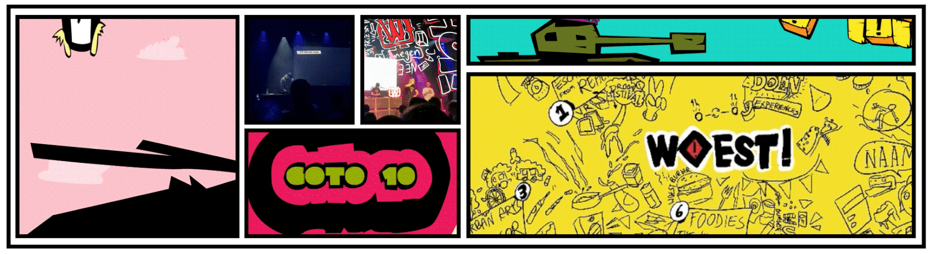Een serie animaties, een met vogels voor de muziekvideo clip van Minka Zomertijd, live visuals voor De Grijze Muis, Oost Wanted, een afstudeerfilm van de HKU, een clip voor de Alliantie en gele \live drawing voor Festival Woest