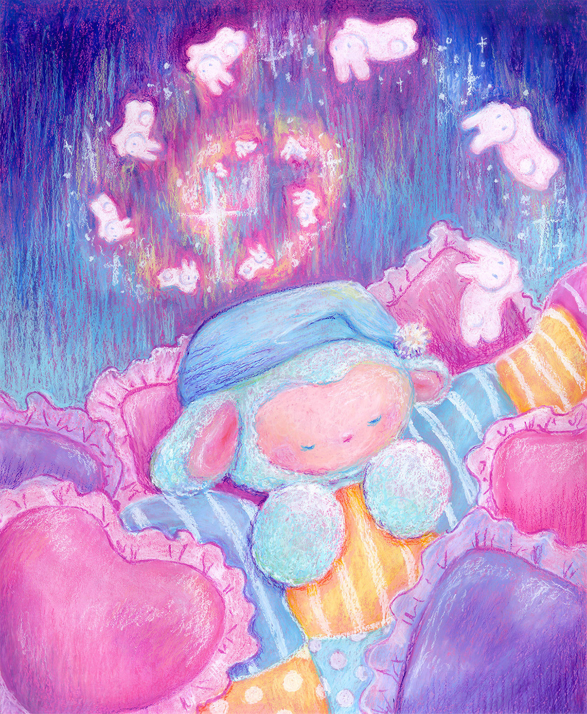 Goodnight Lambie, 2024, Oil Pastel