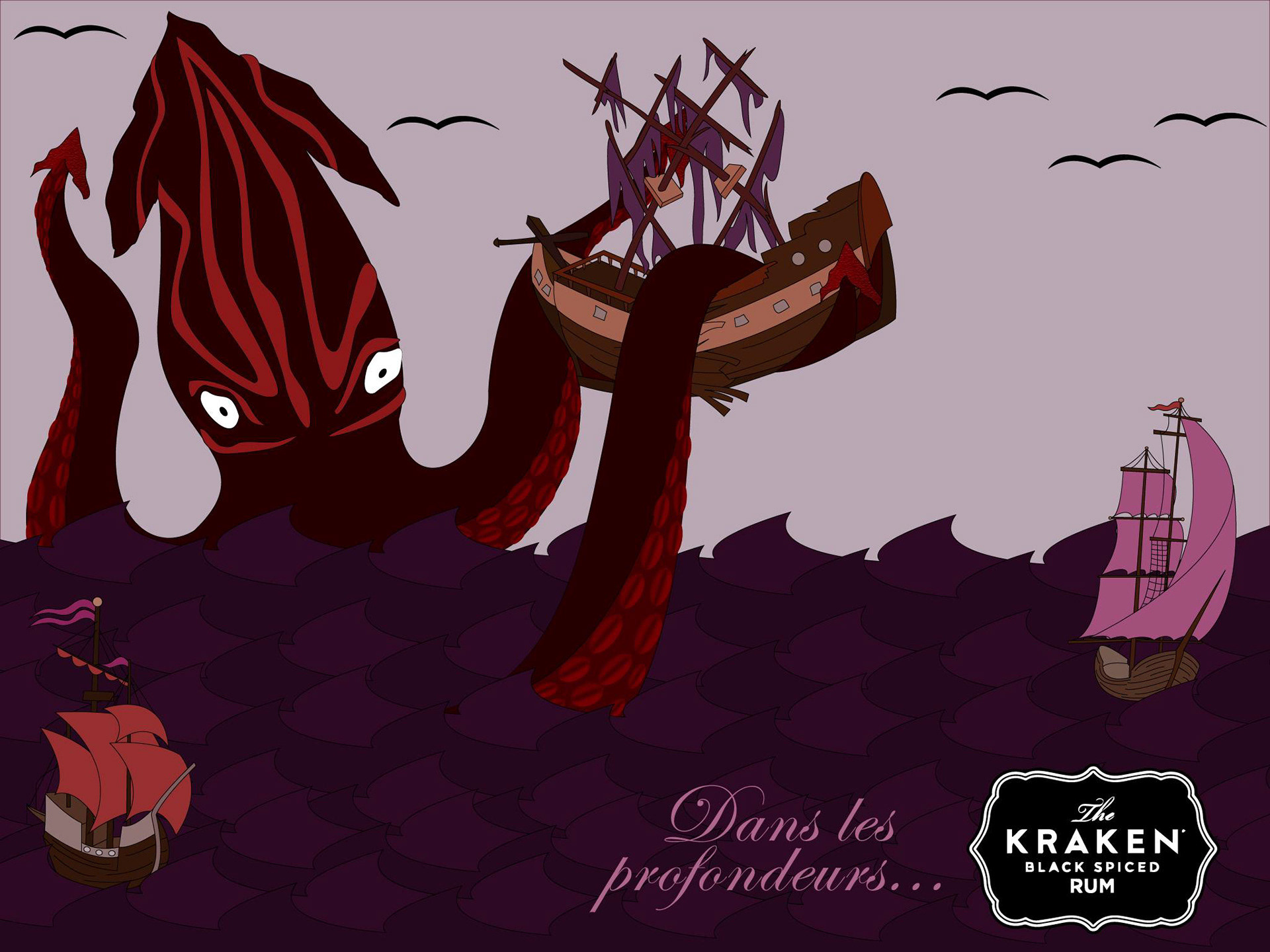 Creating a visual based on a logo with the theme of the ocean. In this case "Kraken Black Spiced Rhum" logo.