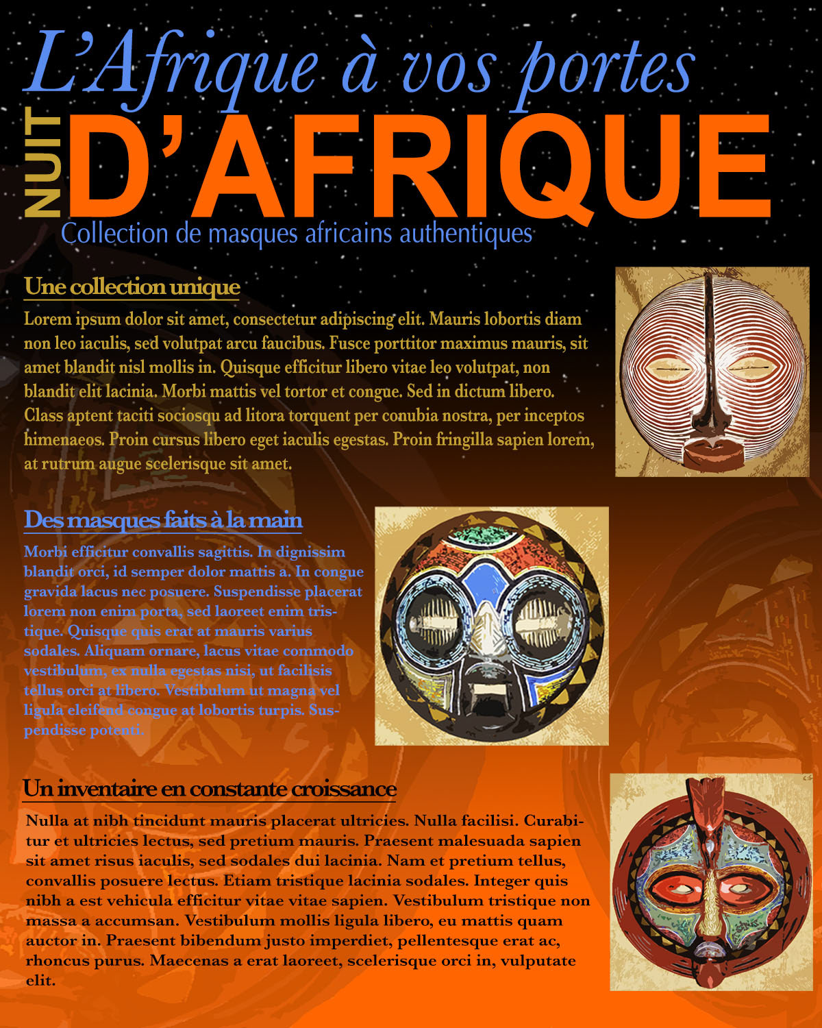 First design project I've ever made. Publicity poster of an event (African masks exposition). Photos restricted.