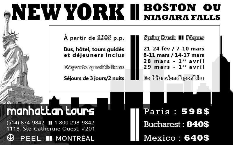 Recreating a New York publicity flyer. Only black and white, many information to include, picture and black and white mode restricted.