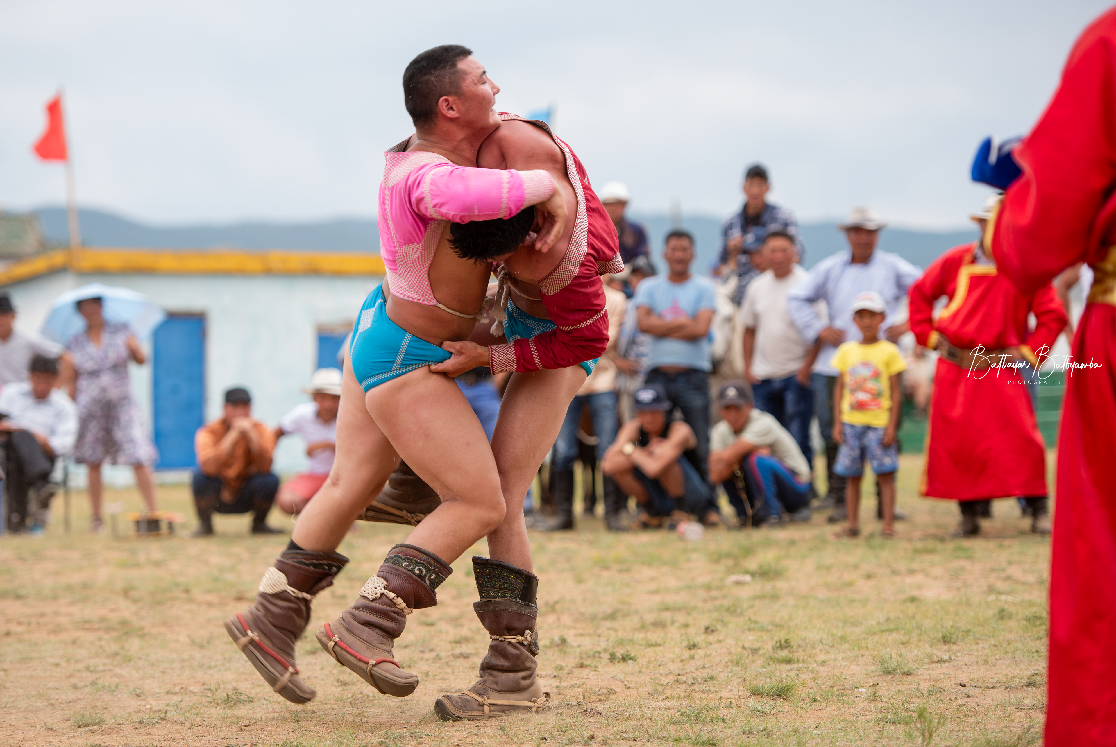 During the wrestling competition at Naadam…