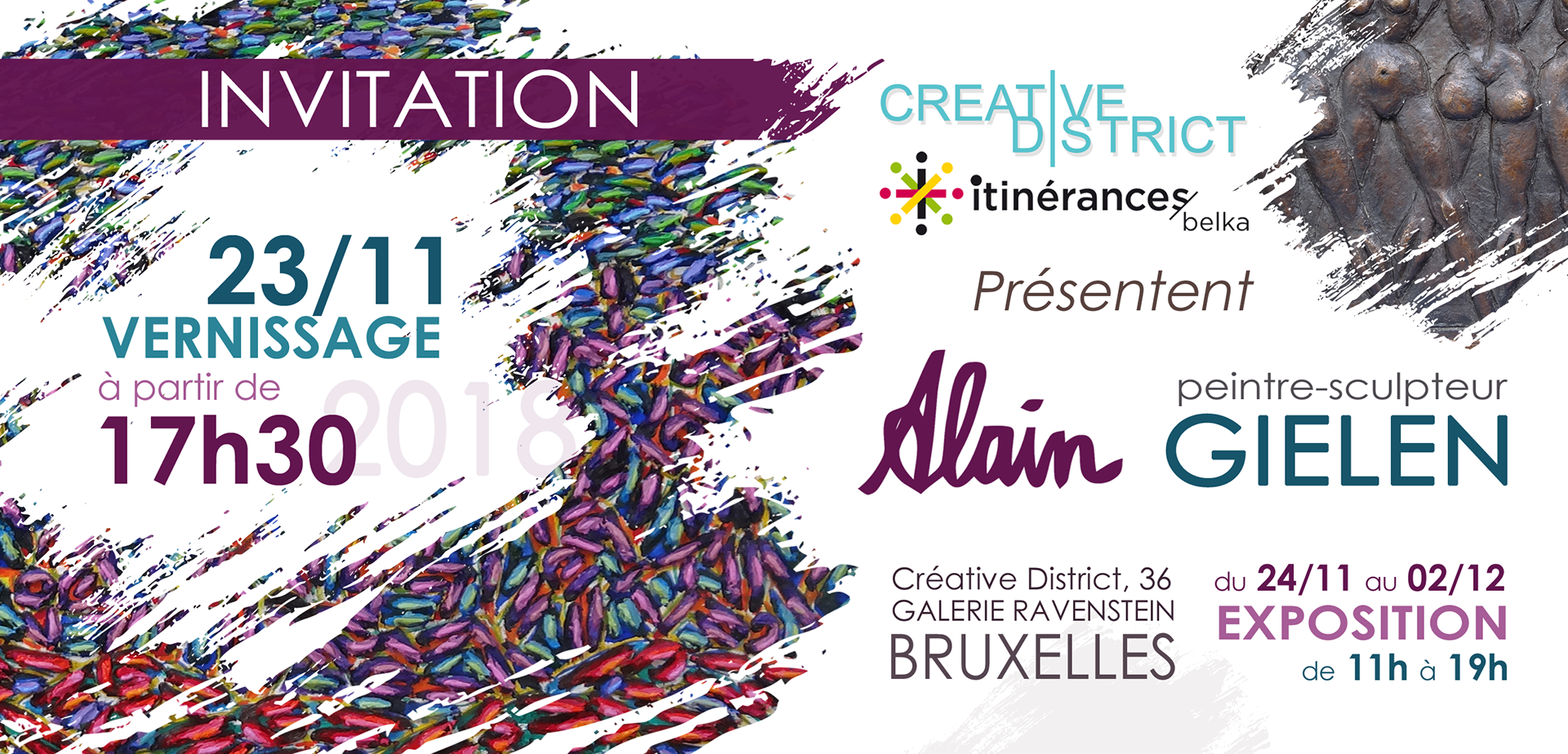 Carton d'invitation - Exposition 2018 Alain Gielen