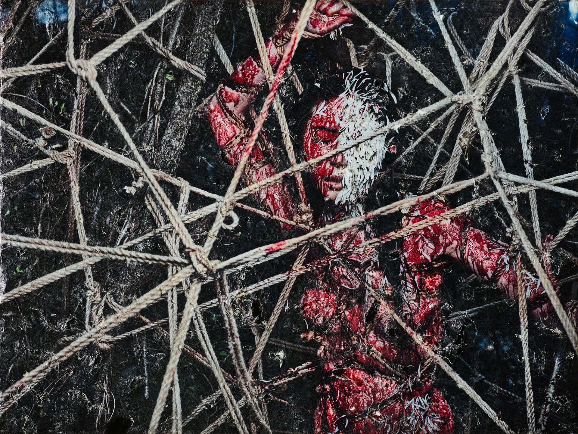 白菊 / White Chrysanthemum 2020, 600×450 Pigment print, Acrylic,Hemp Washi