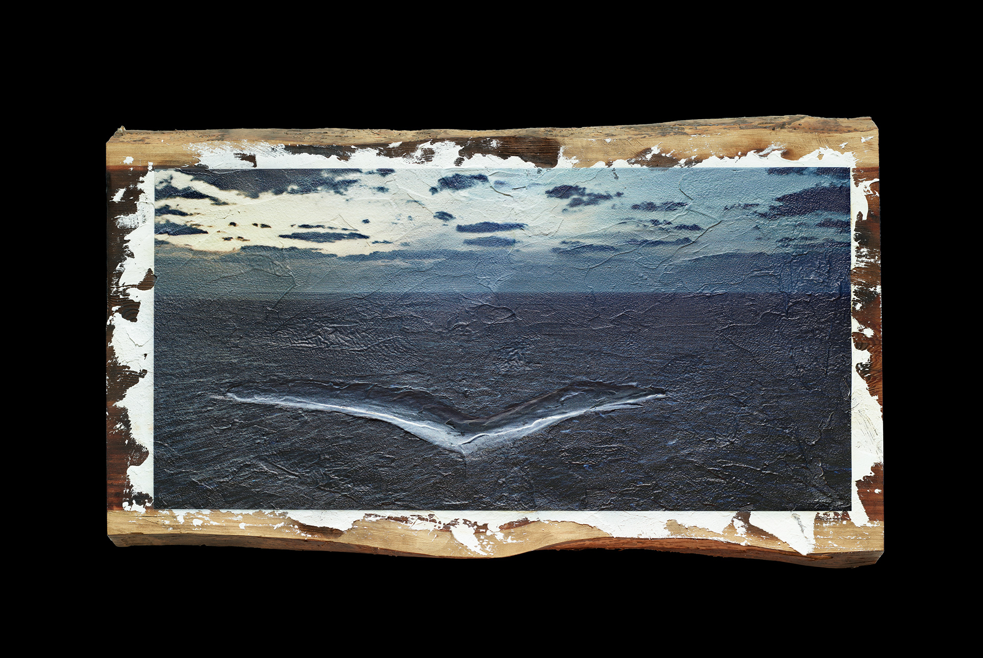 OCEAN - Nagasaki #01, 2022, 720×390×50mm, Unique, UV-ink print, Acrylic, Varnish, Plaster, Wooden board