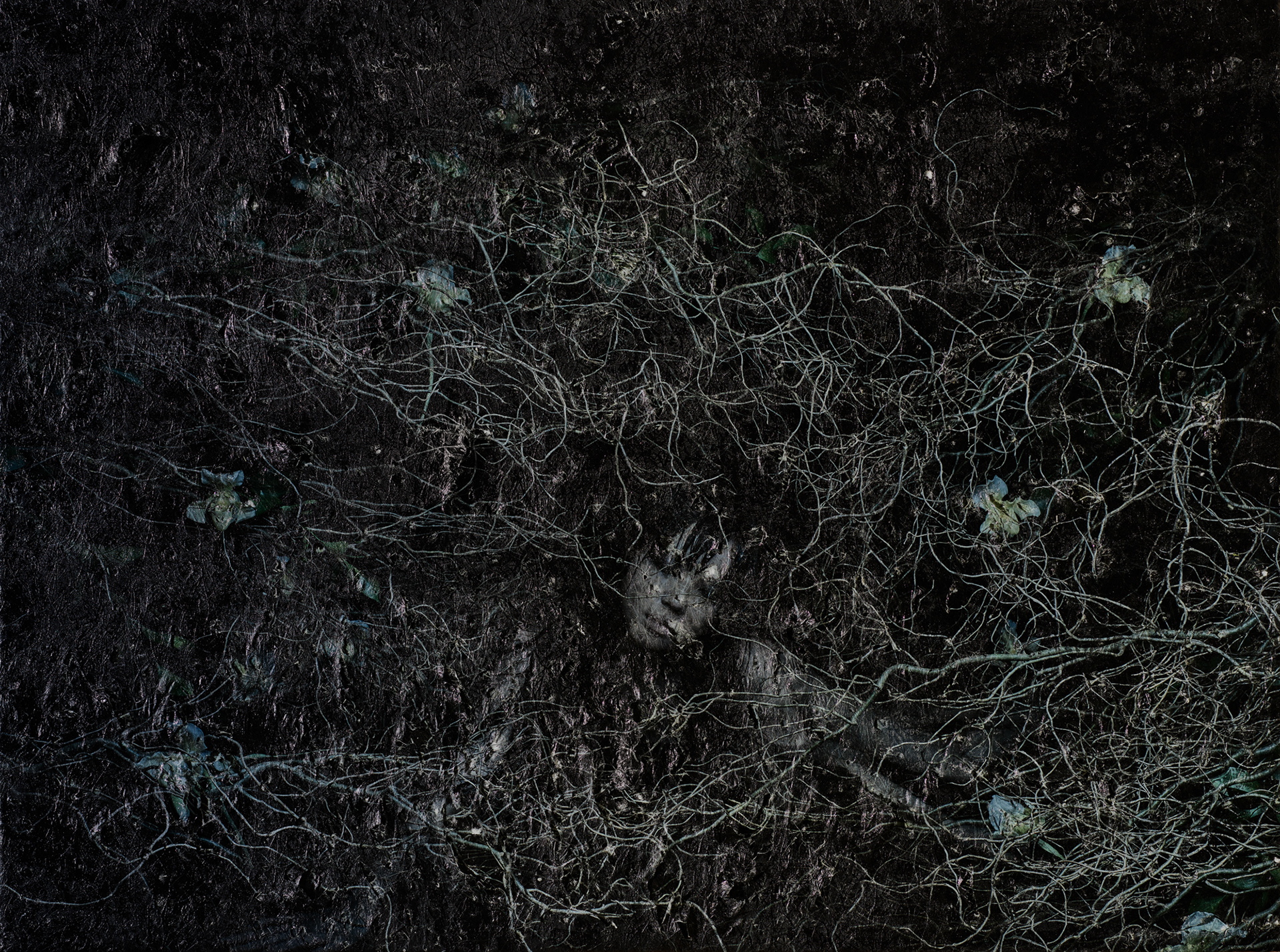 雲竜柳 / Dragon Willow  2020, 900×675 Pigment print, Acrylic,Hemp Washi