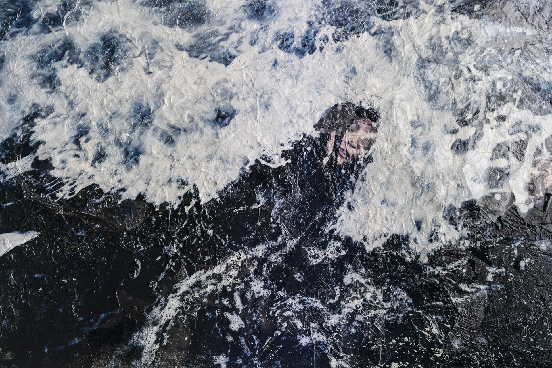 WAVE #11, 2019, 410×610, Unique, Plaster, Glass, Wood panels, UVink print, Acrylic,Varnish