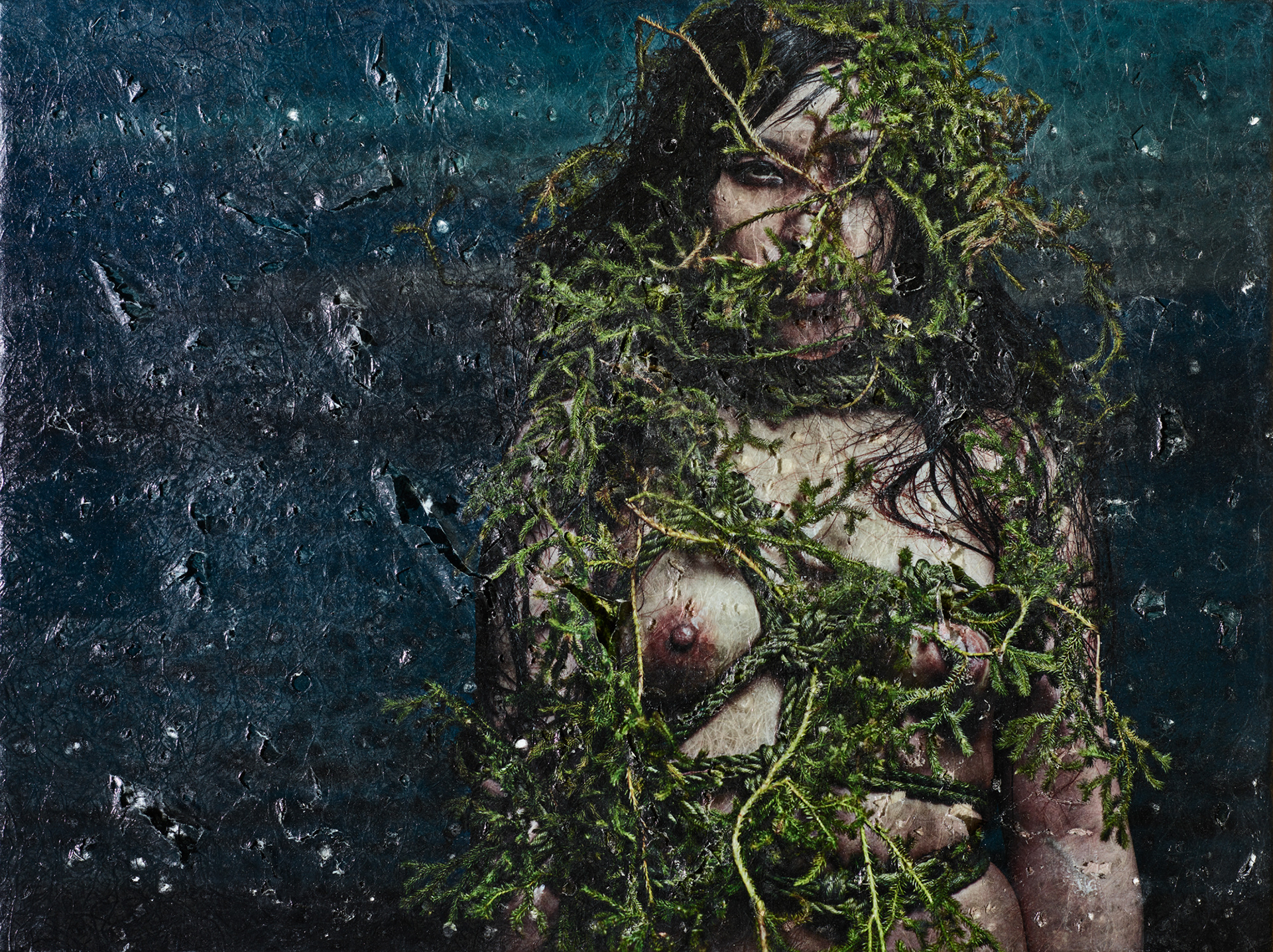 日陰葛 / Running Club Moss 2020, 600×450 Pigment print, Acrylic,Hemp Washi