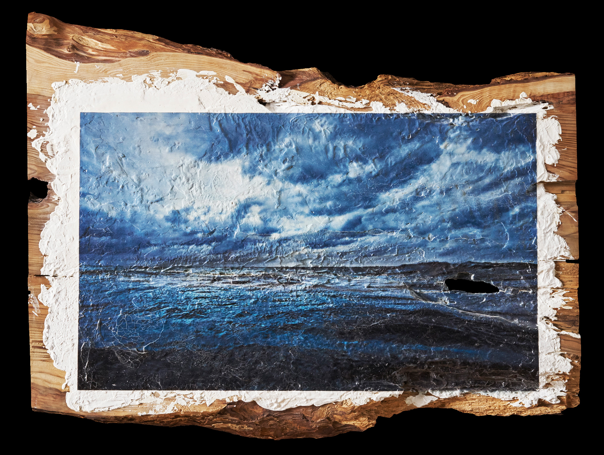 OCEAN - Marshall Islands #01, 2016, 800×600×50mm, Unique, UV-ink print, Acrylic, Varnish, Plaster, Wooden board