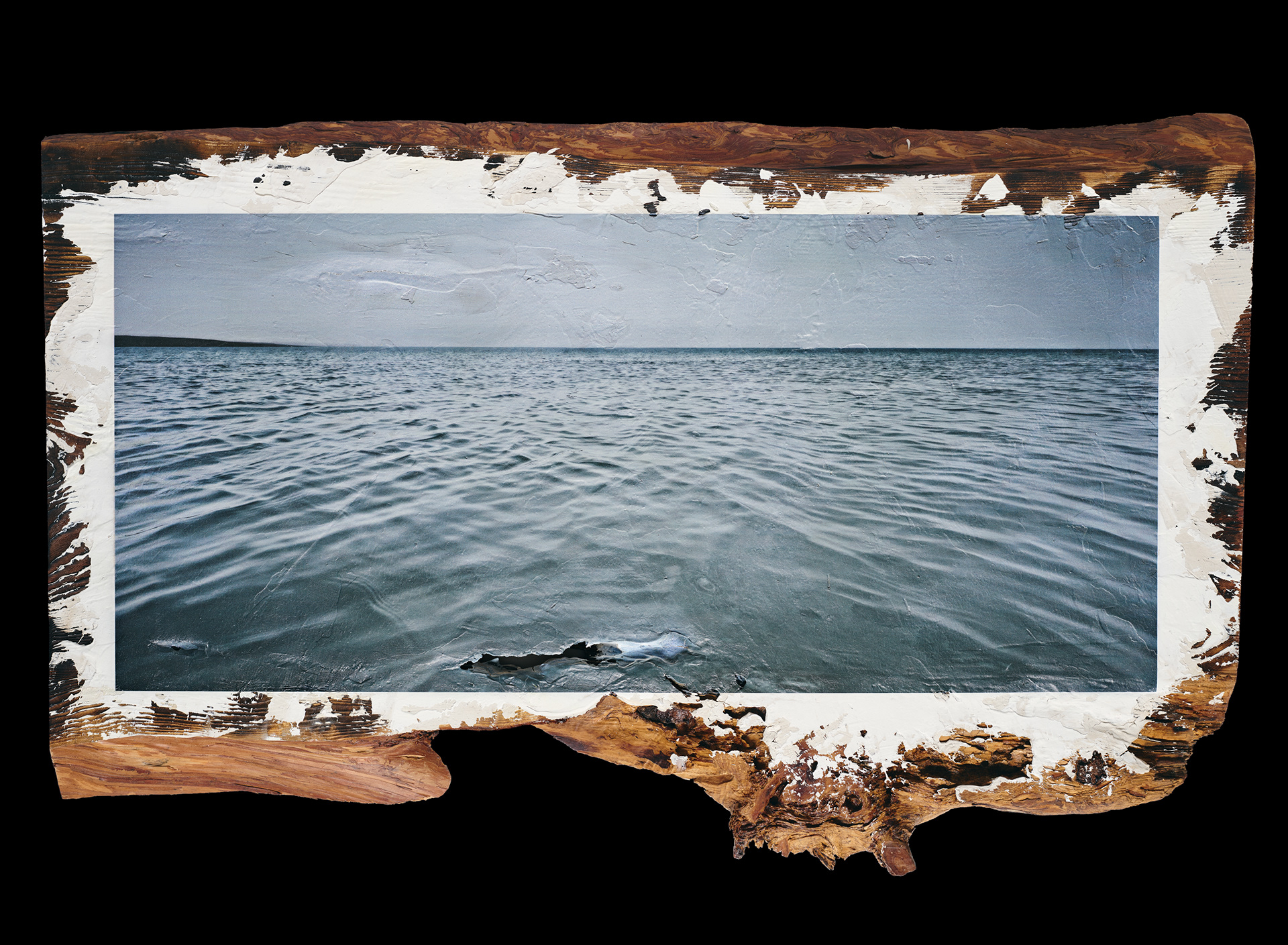 OCEAN - Dead Sea #01, 2022, 1045×430×50, Unique, UV-ink print, Acrylic, Varnish, Plaster, Wooden board