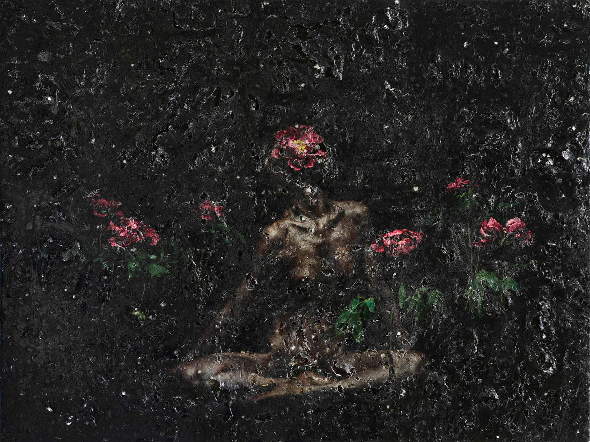 牡丹 / Peony 2020, 900×675 Pigment print, Acrylic,Hemp Washi