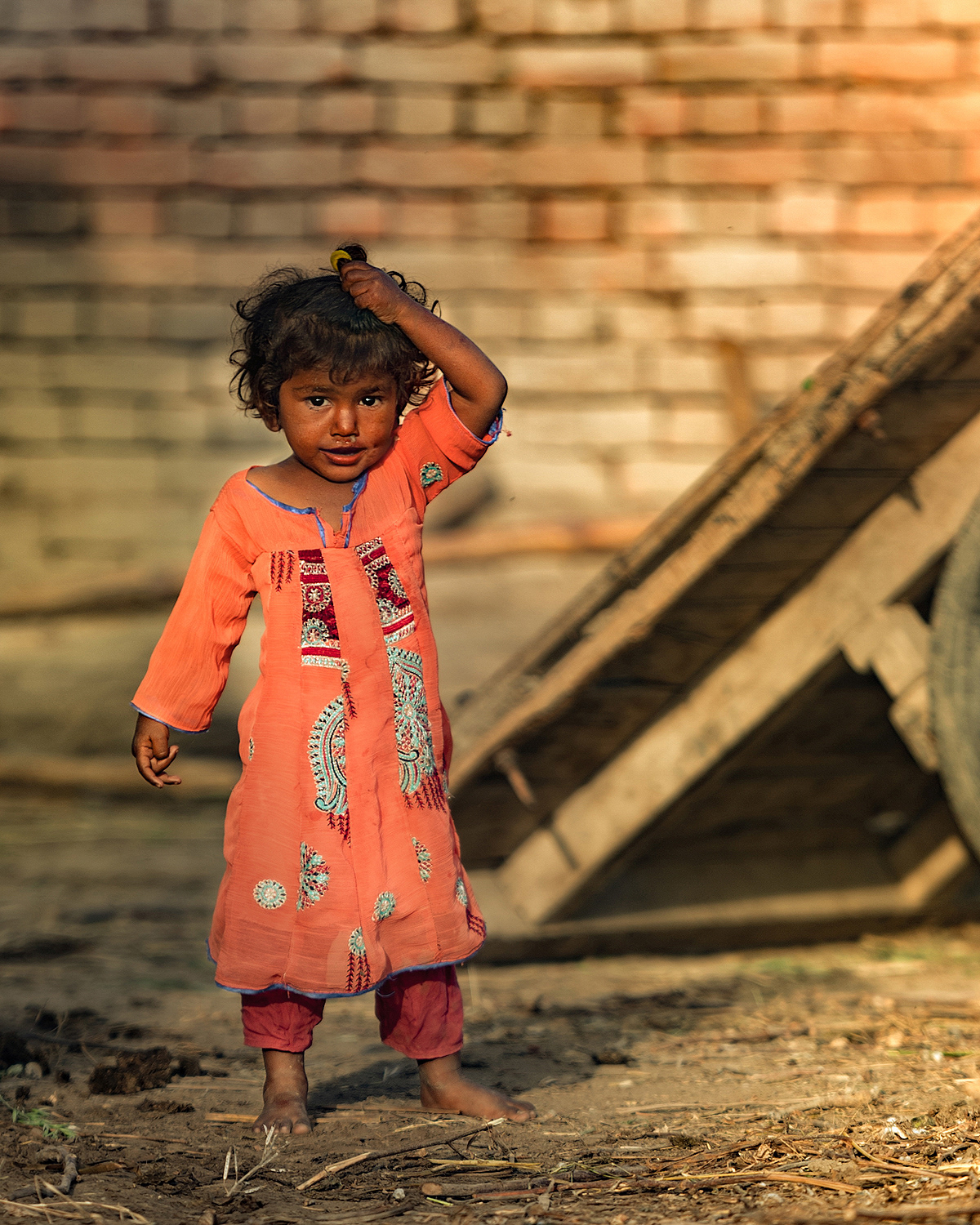 Little Girl Portrait Rural Pakistan
