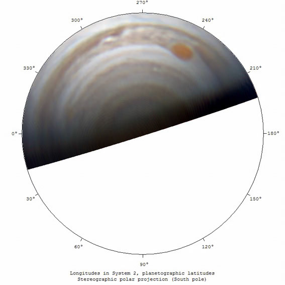 Jupiter 3/27/16 southern polar projection