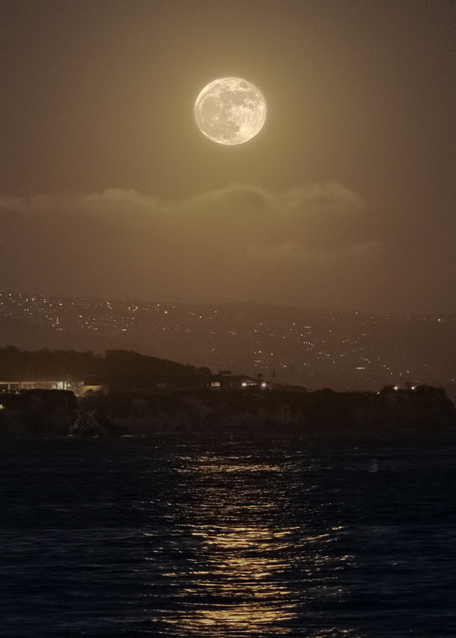 Supermoon rising over Corona Del Mar, California 6/24/2021