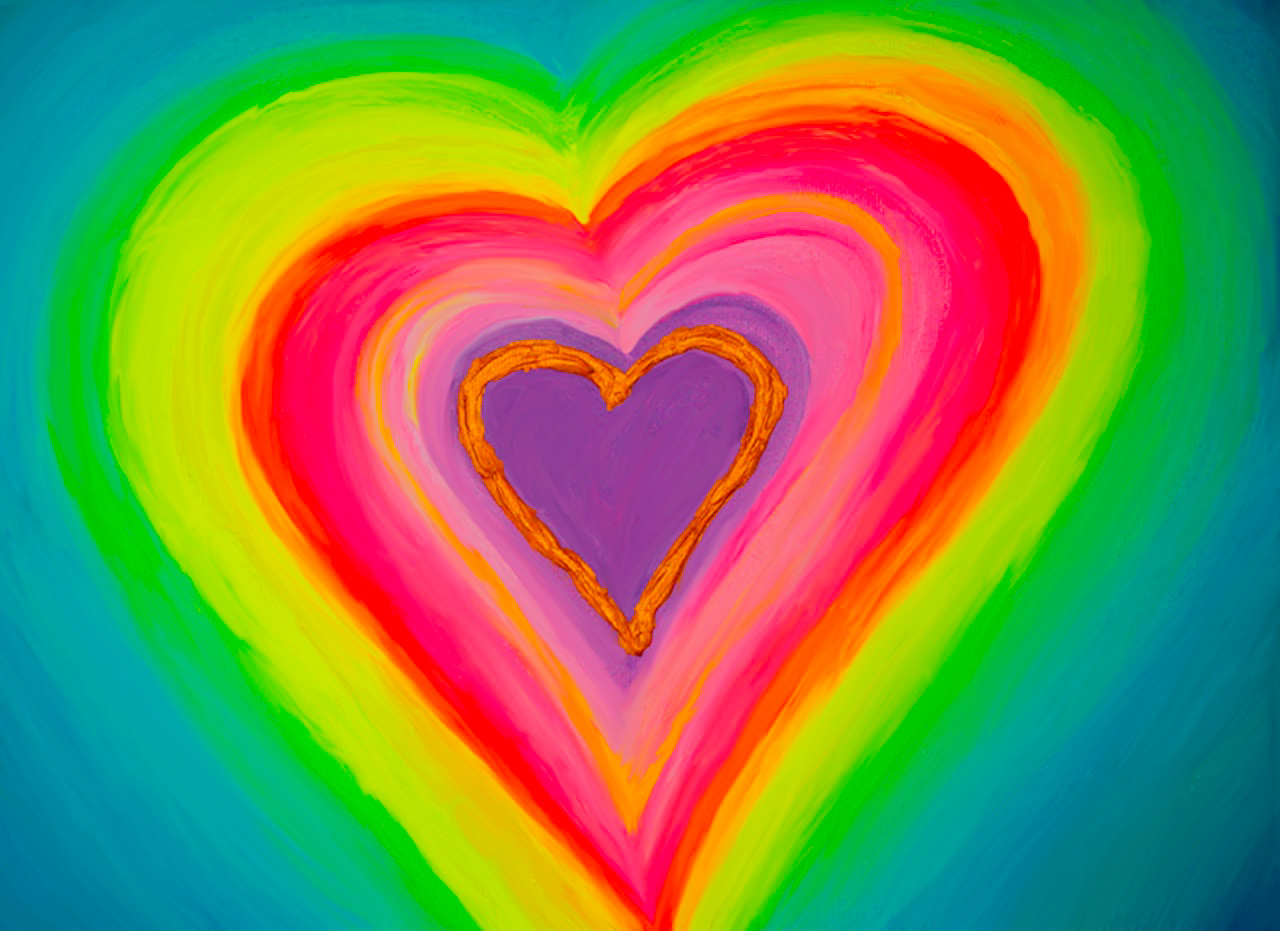 Gold Rainbow Heart