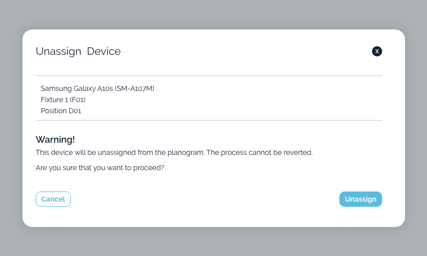 Unassign Device warning