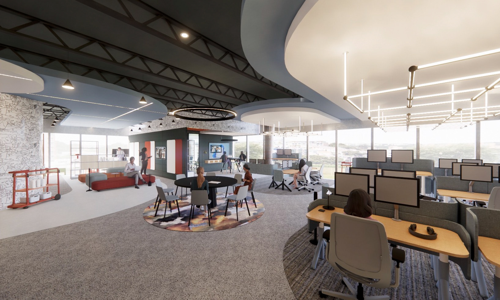 Engineer team workstations and collaboration space