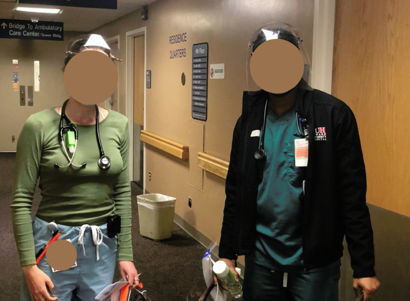 Howard Medical Professionals Wearing 3D Printed PPE