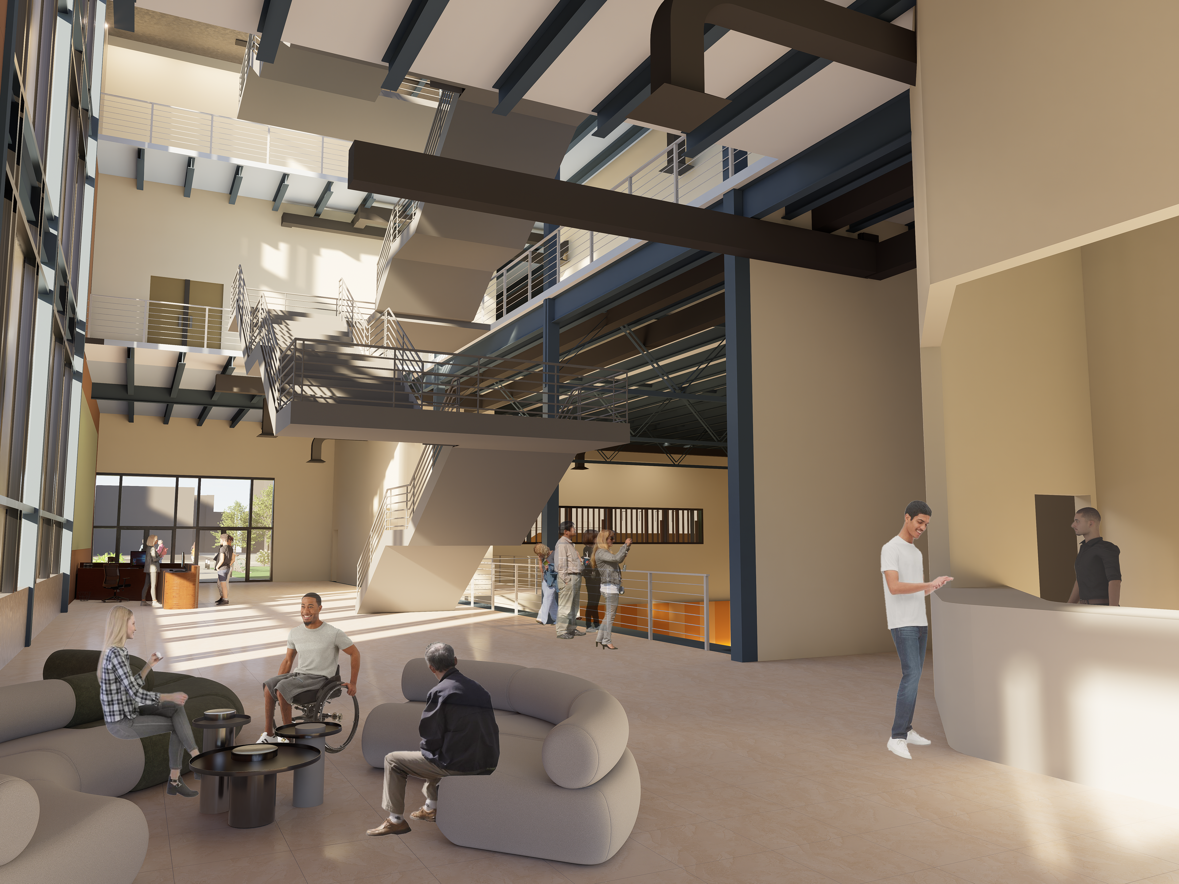 INT. RENDER - MAIN LOBBY (NEIGHBORHOOD SIDE)