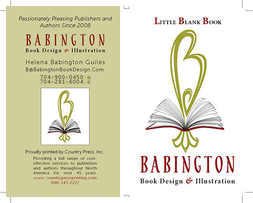 Book Cover (back L, front R) of Blank Book, Exhibit Promotional Swag for Author Conference