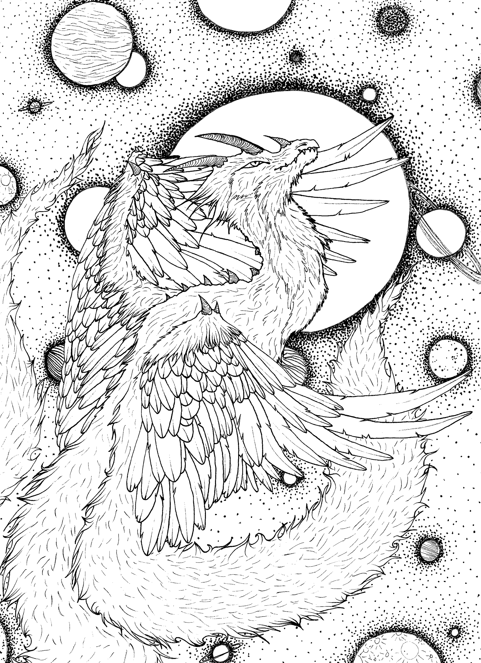 Crane Dragon Coloring Page