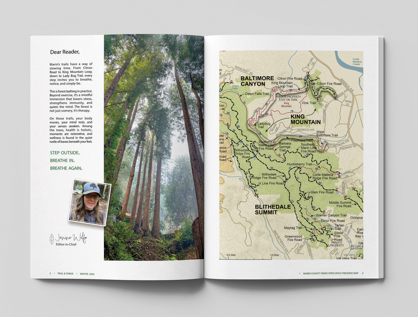 Trail + Thrive Magazine Winter letter to editor Mock up