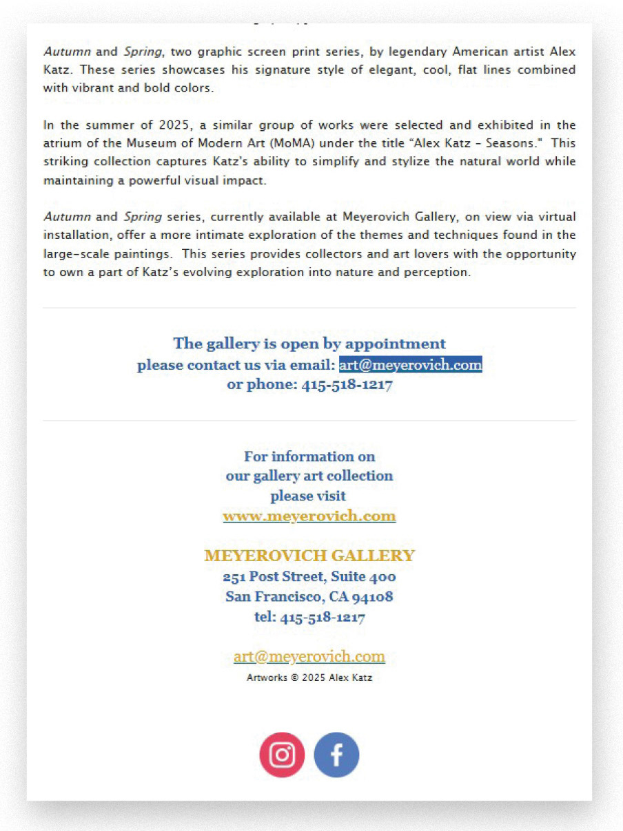 E-blast (primary announcement)