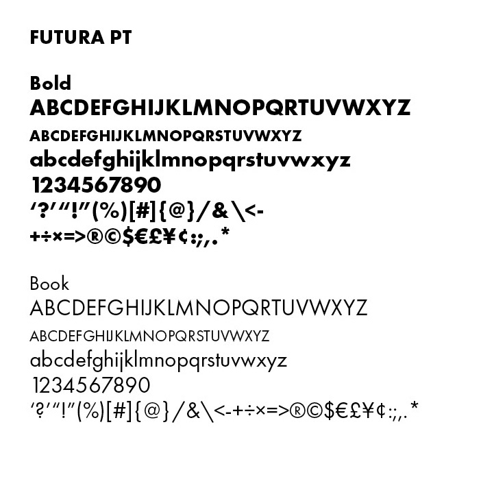 Font choice, Futura PT