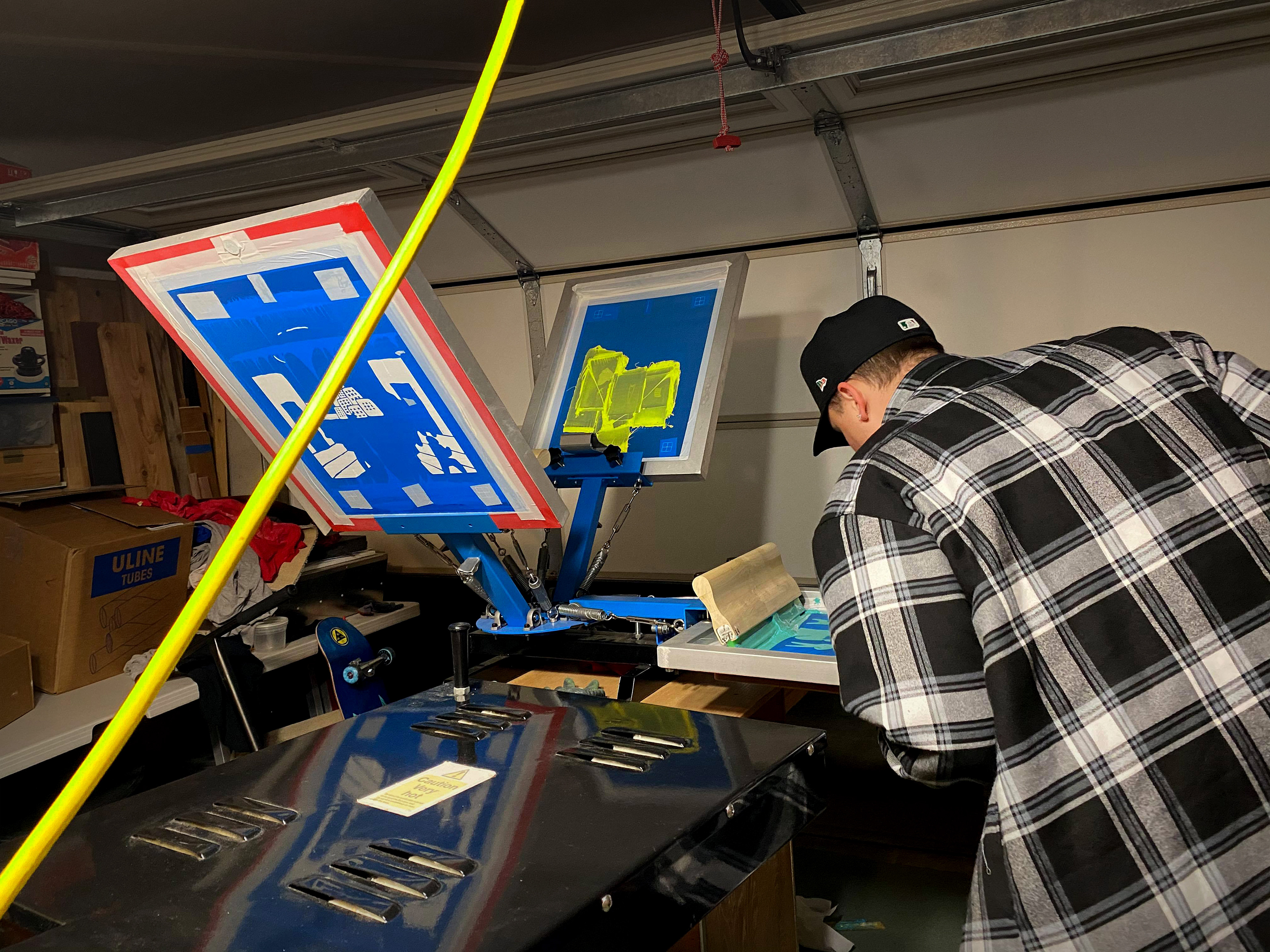 me printing the tote bags by hand